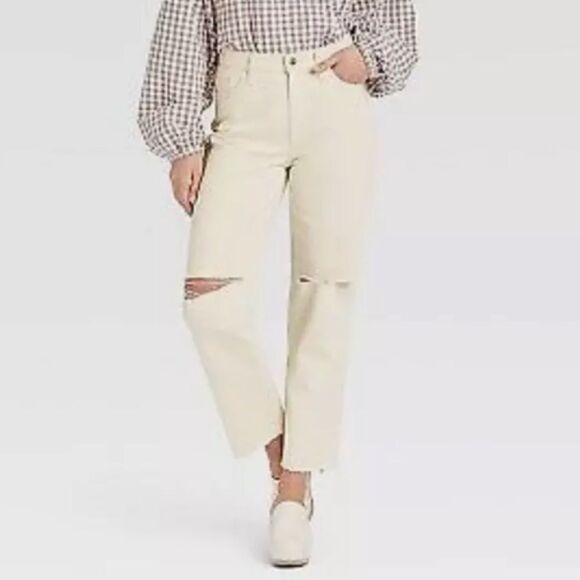 Universal Thread Women's Cream and White Jeans 14 - Picture 4 of 5